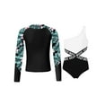 thumbnail image 3 of IEFIEL Kids Girls One Piece Swimsuit with Swim Shirt Palm Tree Printed Swimming Suit for Pool Party Beach Vacation Black 10, 3 of 7