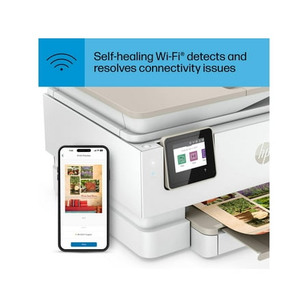 HP - ENVY Inspire 7955e Wireless All-In-One Inkjet Photo Printer with 3 months of Instant Ink included with HP+ - White & Sandstone