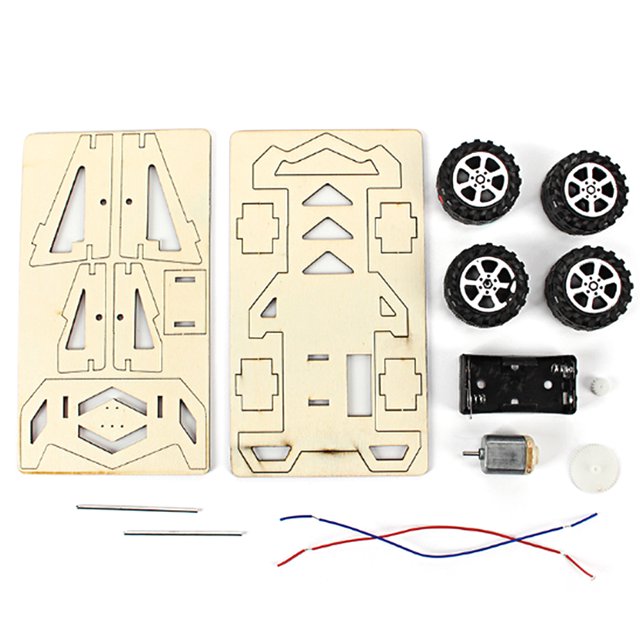 Yeacher Wood Racing Car DIY Kit Kids Toy DIY Kit Electric Wooden Racing Car for Children Science and Technology Inventions Assembled Experiment DIY Model Building Kits
