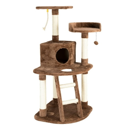 UPC: 0762016476469 | IRIS USA Large Three Tier Plush Cat Tree  Brown/Beige