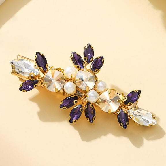 Crystal Bride Wedding Hair Clip Purple Rhinestone Bridal Hair Comb Barrette Hairpiece Vintage Bridesmaid Hair Pin Amethyst Wedding Hair Accessories for Women and Girls
