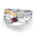 thumbnail image 3 of Gem Stone King 925 Silver and 10K Yellow Gold Lab Grown Diamond and Red Garnet and Lab Grown Diamond Engagement Ring for Women | 1.00 Cttw | Heart Shape Gemstone April Birthstone | Size 9, 3 of 6