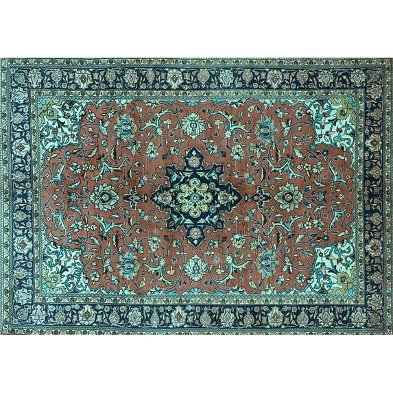 Ahgly Company Indoor Rectangle Medallion Light Blue Traditional Area Rugs, 3' x 5'