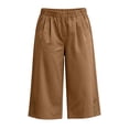 thumbnail image 4 of Cloaraye Cotton Capri Pants for Women Elastic Waist Wide Leg Cropped Pants with Pockets Solid Color Casual 3/4 Length Palazzo Pants, 4 of 6