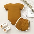 thumbnail image 4 of Yutk Newborn infant Boys Girls Short Sleeve Romper Bodysuit with Shorts Outfits Yellow, 4 of 8