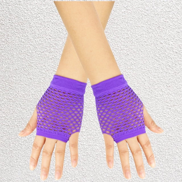 Gants Mitaines Courtes en Résille Sans Doigts pour Femmes Accessoires de Scène des Années 80