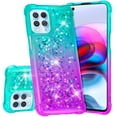 thumbnail image 2 of Motorola Edge S Case, with Tempered Glass Screen Protector SOGA Diamond Liquid Quicksand Cover Cute Girl Women Phone Case - Teal / Purple, 2 of 5