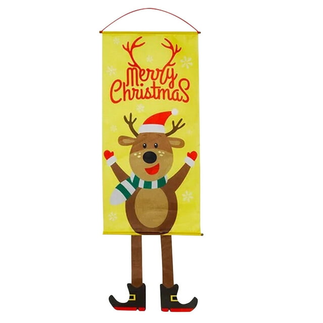 Christmas Banner Window Sign Christmas Window Flag Polyester Decorative Decorative Banner Polyester Banner for Shop Bar Hotel, Animal