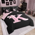thumbnail image 2 of Manfei Personalized Initial K Twin Bedding Sets 7-Piece for Girls, Pink Bow Tie Bedding Comforter Set, Watercolor Monogrammed Sheet Sets, Breathable Room Decor, 2 of 6