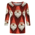 thumbnail image 5 of Women Christmas Plaid Shirt 3/4 Sleeve Tops Crewneck Pullover Santa Claus Graphic Clothing Christmas Tree Outfits Trendy Cute Sweatshirt Casual Fashion Clothing, 5 of 7