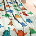 thumbnail image 3 of White Cartoon Dinosaurs Pattern Blanket,Comfortable Soft Flannel Throw Blanket,All Season,Warm Lightweight Blankets for Sofa Bed Couch Living Room Chair,60"x80", 3 of 4