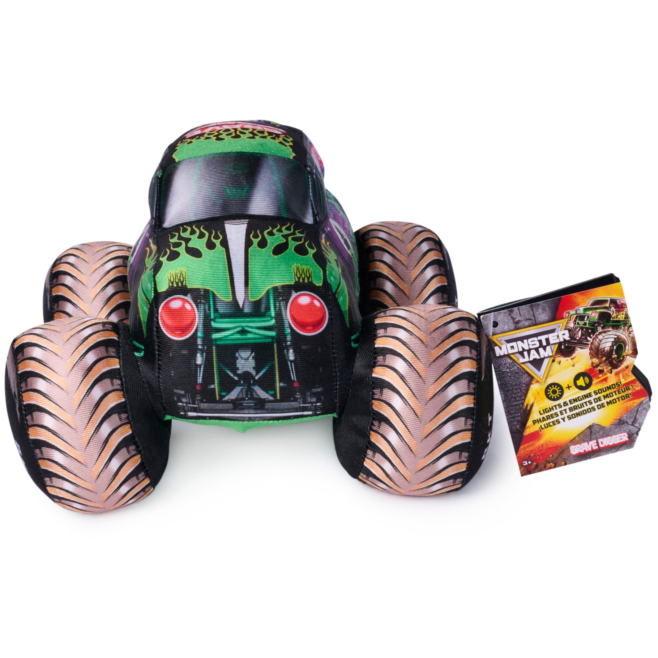 Monster Jam Grave Digger Plush Truck with Lights & Sound Effects, Ages 3 and Up, 10”