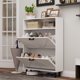 thumbnail image 3 of Gabinete de almacenamiento de zapatos Sunrise Farmhouse, organizador de zapatos con 2 cajones abatibles, gabinete de zapatero estrecho con almacenamiento abierto, 3 of 3