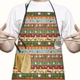 thumbnail image 2 of Colorful Christmas Striped Pattern Apron-Garden Aprons for Women with Pockets-Cotton Linen Waterproof Kitchen Cooking Gardening Aprons Adjustable for Kitchen,Cooking,BBQ and Salon 33"x27", 2 of 7