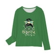 thumbnail image 5 of SGFCWSX Girls Long Sleeve Tops Round Neck Fleece Pullover Kids Fall T-Shirts Green Size 11 Years, 5 of 5
