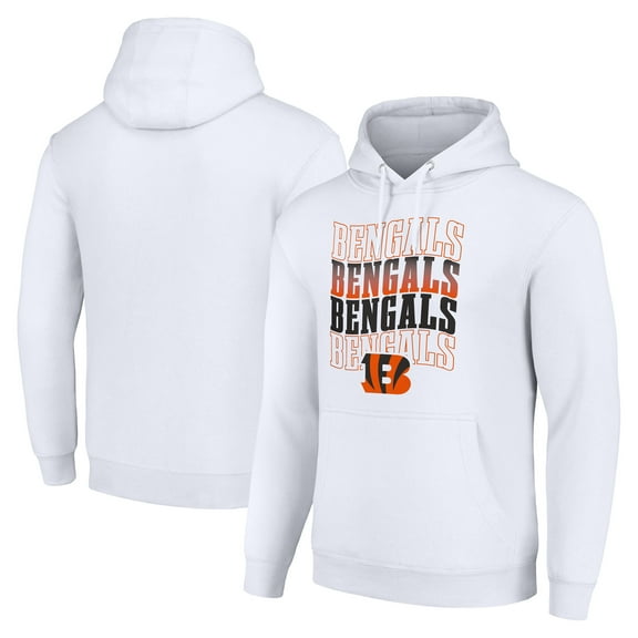 Men's Starter White Cincinnati Bengals Four Team Name Logo Fleece Pullover Hoodie