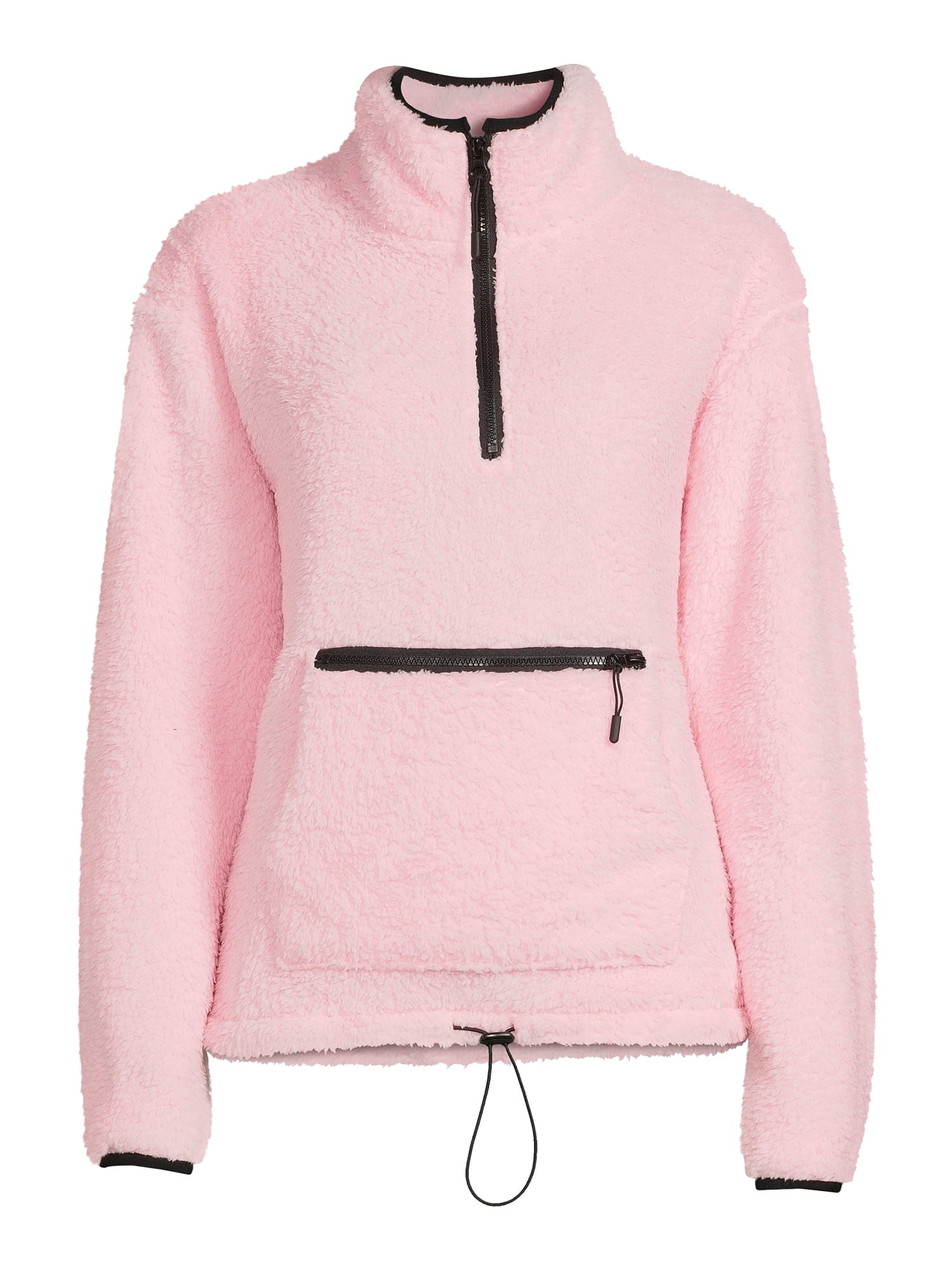 No Boundaries Juniors’ Sherpa Mock Neck Half Zip Pullover