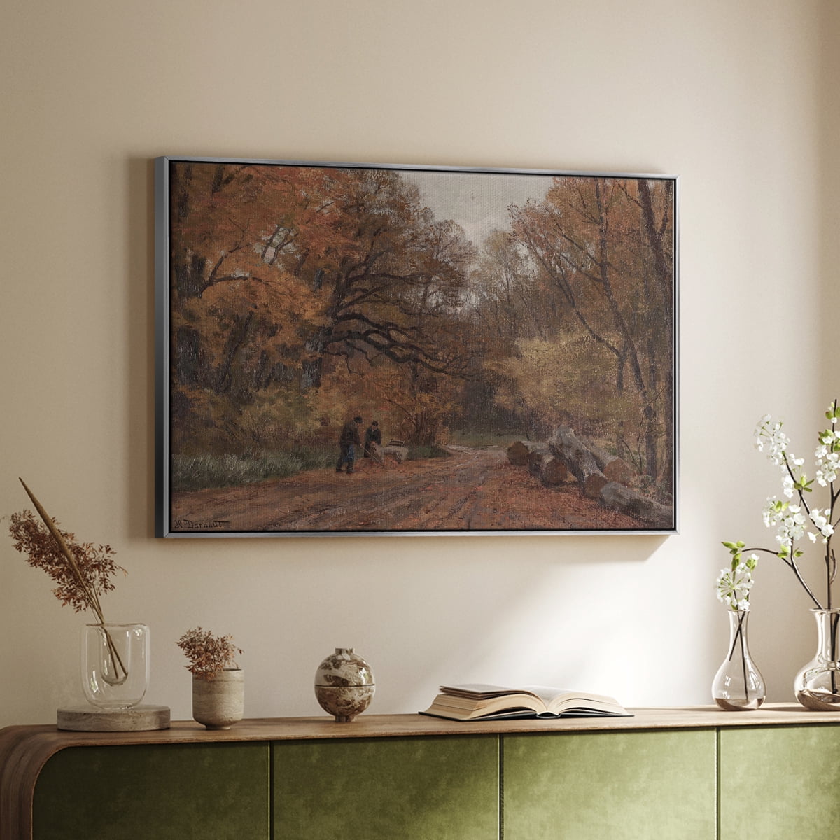 Vintage Landscape-CCCX By Wexford Home Framed in Silver Wood Gallery Wrapped Canvas 27 in. x 41 in.