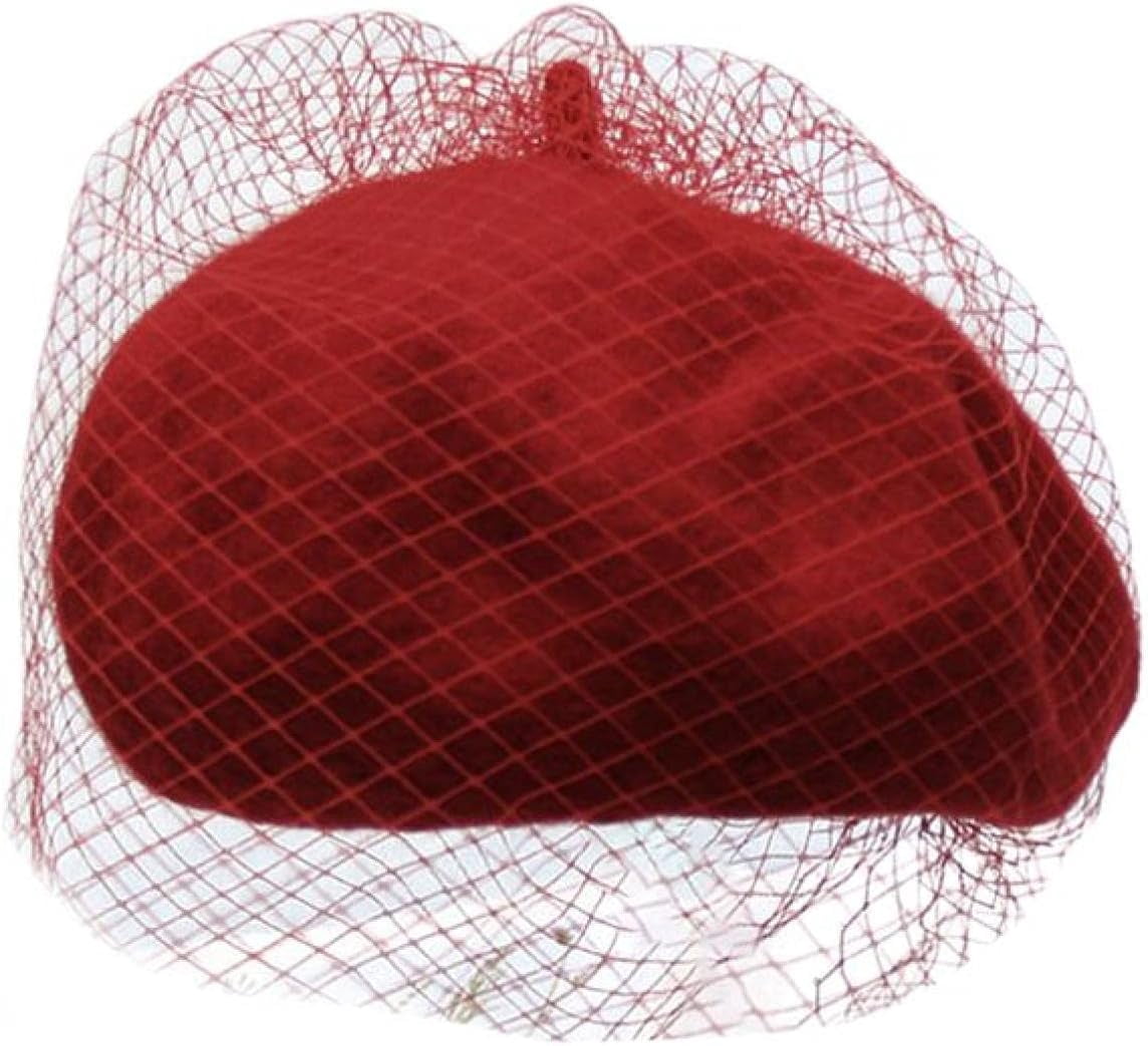CoCoMangos Beret Hat for Women Mystery Net Veil Style Womens Autumn Winter Warm Wool Outdoor Elegant Beanies Bonnet Cap