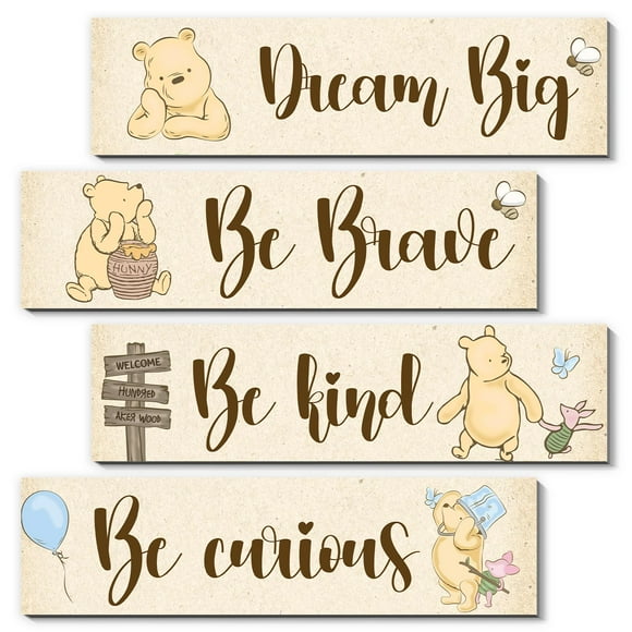 Decoración de Pared Winnie the Pooh 4 Piezas para Cuarto Infantil 30x8 cm