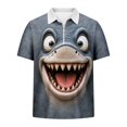 thumbnail image 4 of Men's 3D Funny Shark Graphic Shirts Quarter Zip Short Sleeve Novelty T-Shirts Summer Casual V-Neck Pullover Golf Tees Active Wear for Beach Vacation Party, 4 of 6