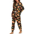 thumbnail image 2 of SCRAWLGOD Thanksgiving 2 Pack Long Sleeve Pajamas for Women with Pockets Fall Casual Pajamas Set Soft Pullover Round Collar Sleepwear Lightweight Pjs Set, Turkey Print Pumpkin Spots Black, L, 2 of 7