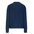 thumbnail image 5 of UYISJ Women's Long Sleeve Cardigan Sweater Crew Neck Button Down Cardigans Ribbed Open Front Knit Outerwear Fall Solid Color Tops Dark Blue M, 5 of 6