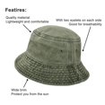 thumbnail image 2 of Gash Hao Bucket Hat ,Wide Brim Washed Denim Cotton Outdoor Sun Hat Flat Top Cap Sun Protection Cap, 2 of 6