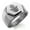 Silver, variant on Stainless Steel Evil Eye Hamsa Hand of Fatima Engraved Hexagon Crest Flat Top Biker Style Polished Ring