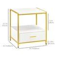 thumbnail image 3 of HOMCOM Nightstand Set of 2 with Drawer and Shelf, White and Gold, 3 of 9