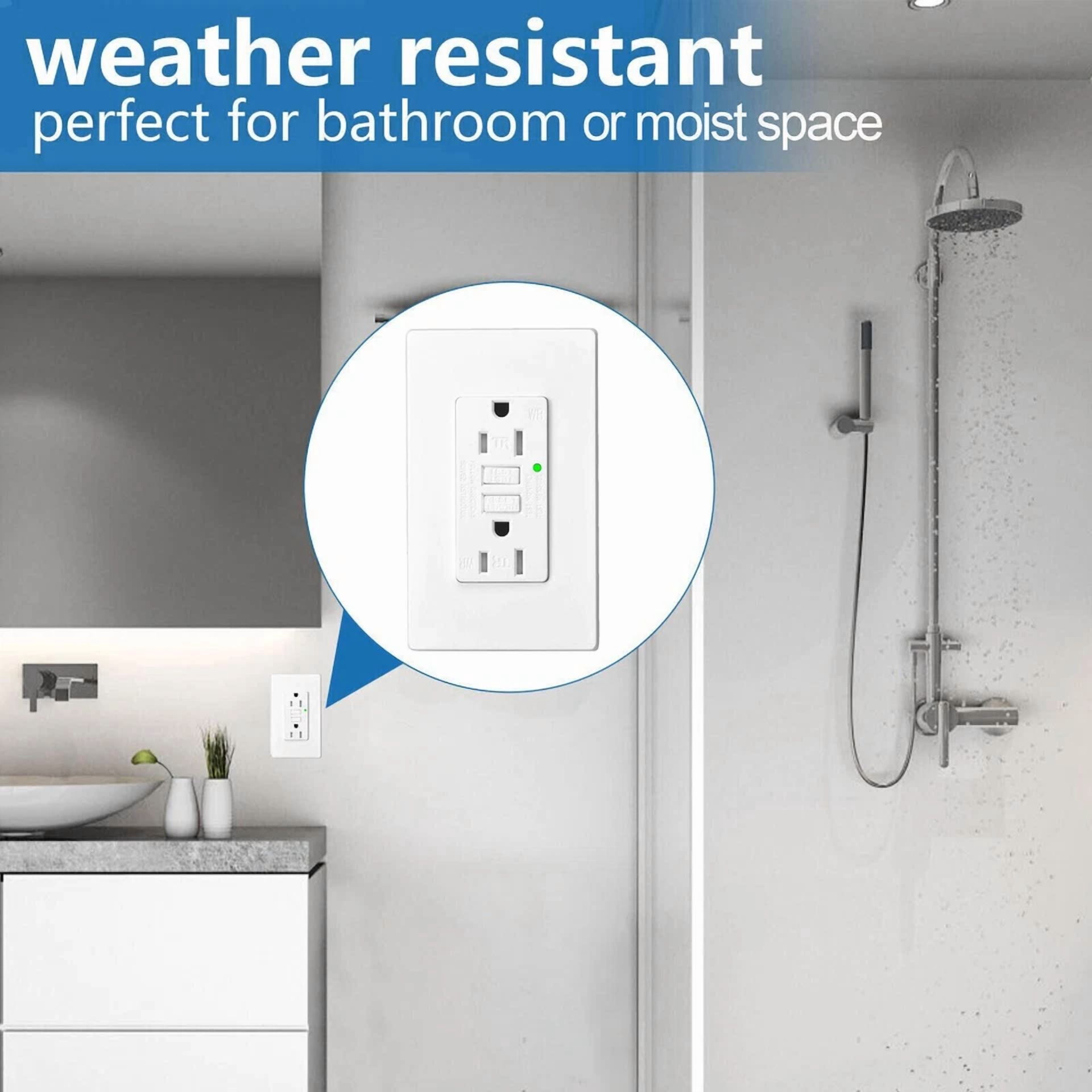 CRESTIN- Gfi Gfci Outlet 15 Amp Ground Fault Circuit Interrupter Tr Wr With Wall Plate Us
