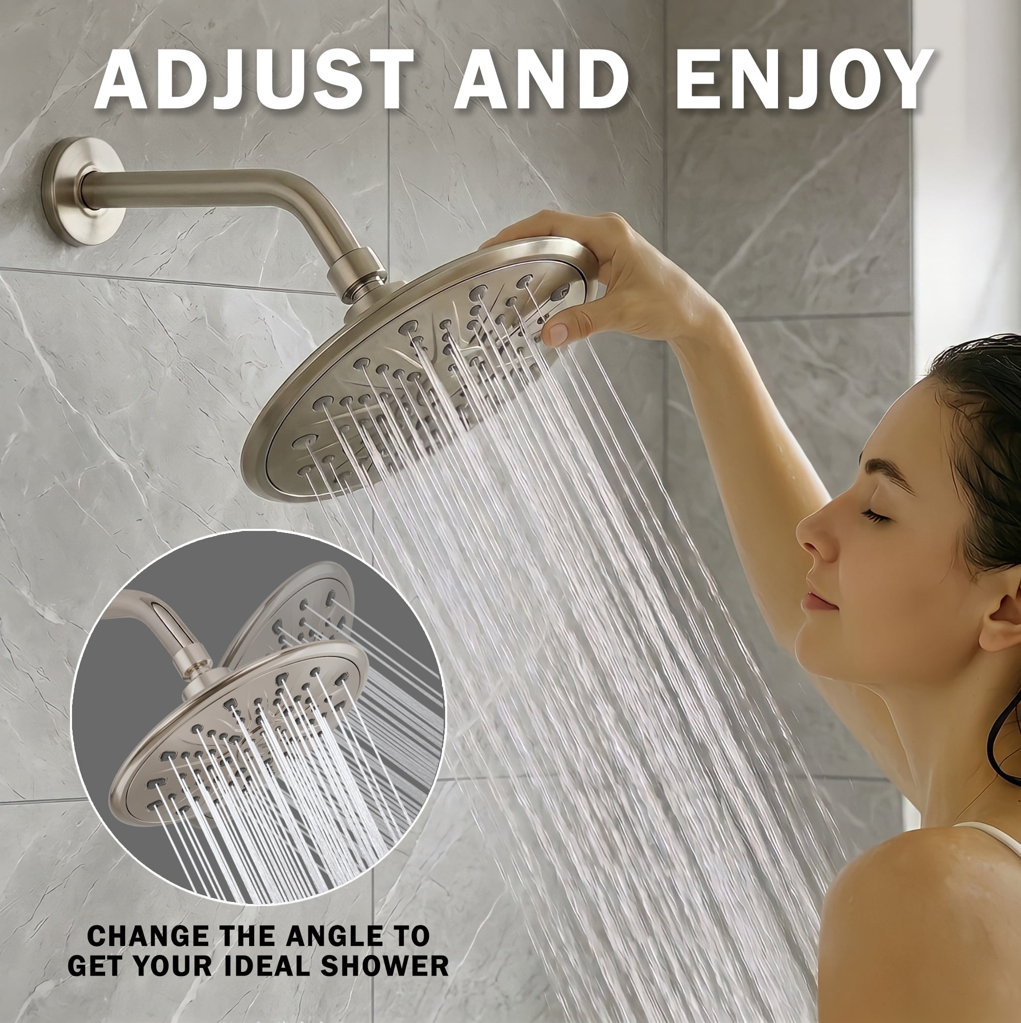 Aqua Elegante Luxury Rain Shower Head for Overhead Waterfall Showers - 2.5 GPM - Brushed Nickel