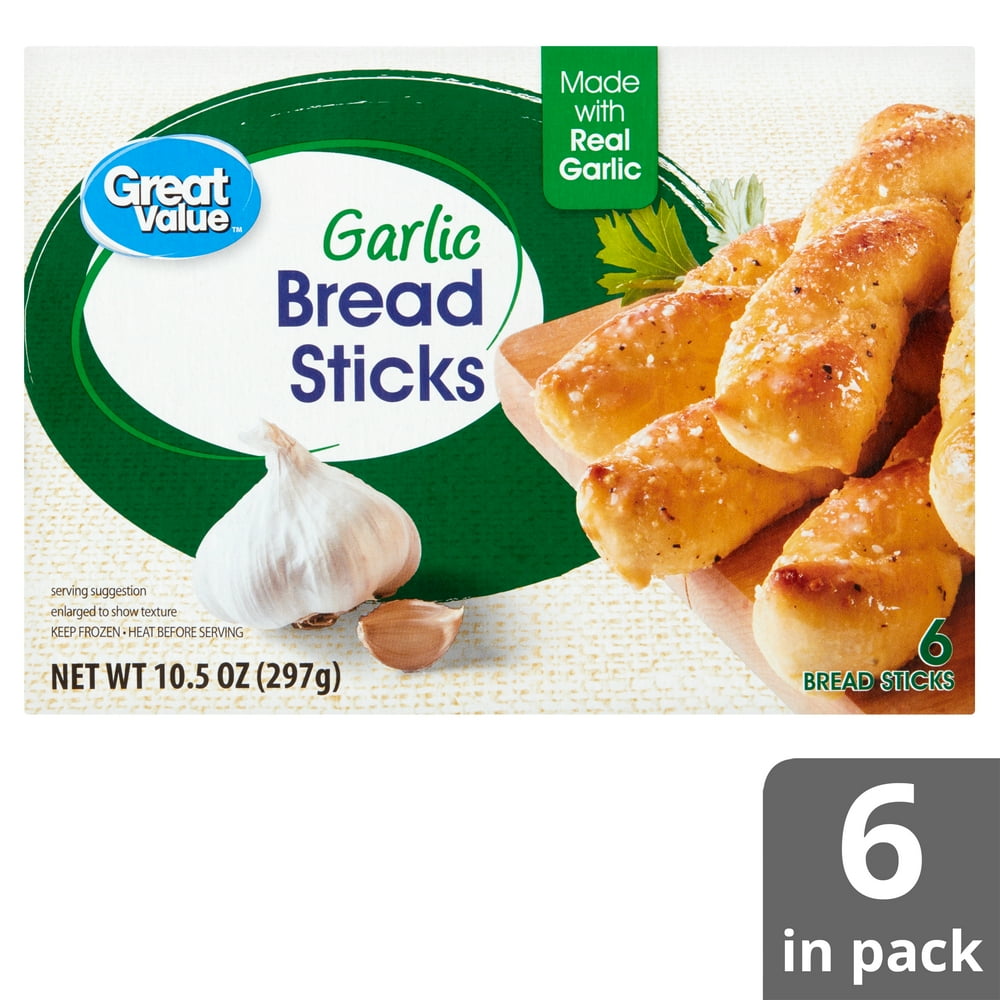 Great Value Garlic Bread Sticks,10.5 Oz, 6 Ct (Frozen)