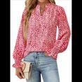 thumbnail image 2 of Blusa de Estilo Bohemio con Cuello en V y Mangas Largas, Estilo Floral, Informal, Holgada, de Verano, con Mangas Abullonadas para Mujer. Rojo XXL, 2 of 6