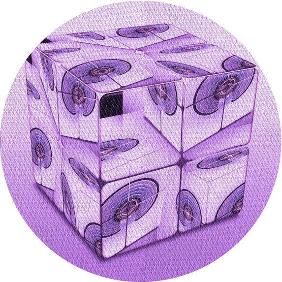 Ahgly Company Indoor Round Patterned Tyrian Purple Area Rugs, 7' Round