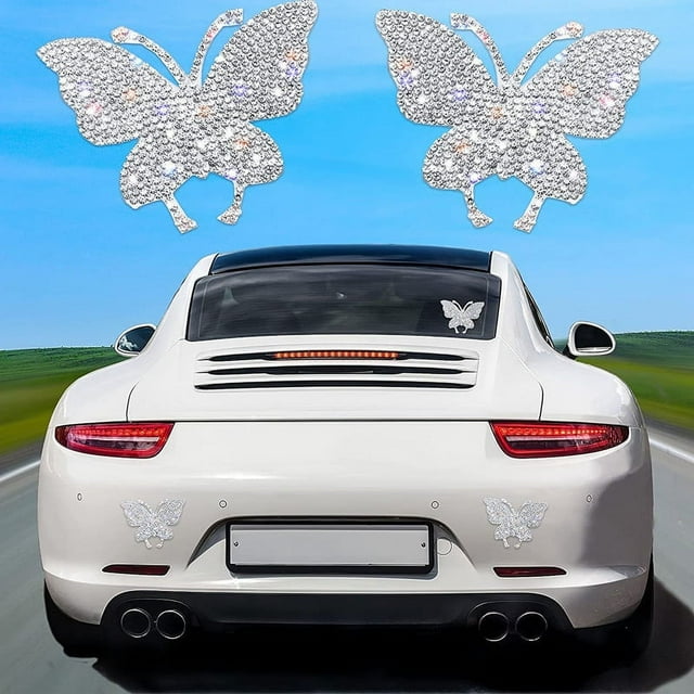 Pegatina de mariposa con incrustaciones de diamantes para coche, pegatina para el cuerpo con forma de garra de oso, parche de bricolaje para decoración interior del coche, pegatina de diamante