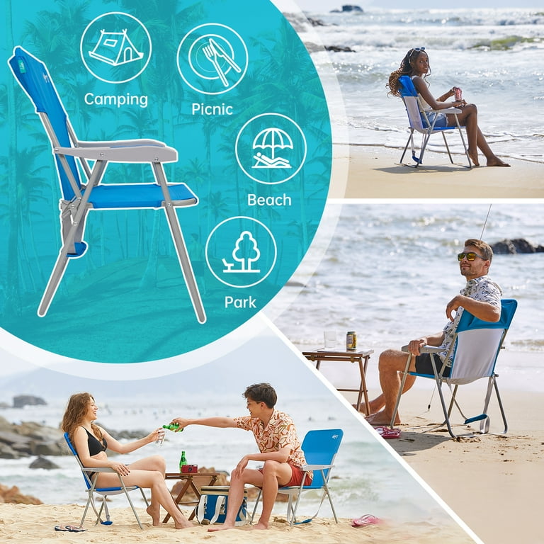 WEJOY Folding Backpack Beach Chair, High Back Beach Chairs for