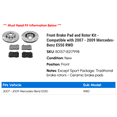 thumbnail image 2 of Front Brake Pad and Rotor Kit - Compatible with 2007 - 2009 Mercedes-Benz E550 RWD 2008, 2 of 2