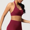thumbnail image 4 of Neewe Women's Seamless Sports Bra Knitted Yoga Suit Gathering Breathable Workout Gym Tank Top for Women-Red L, 4 of 9