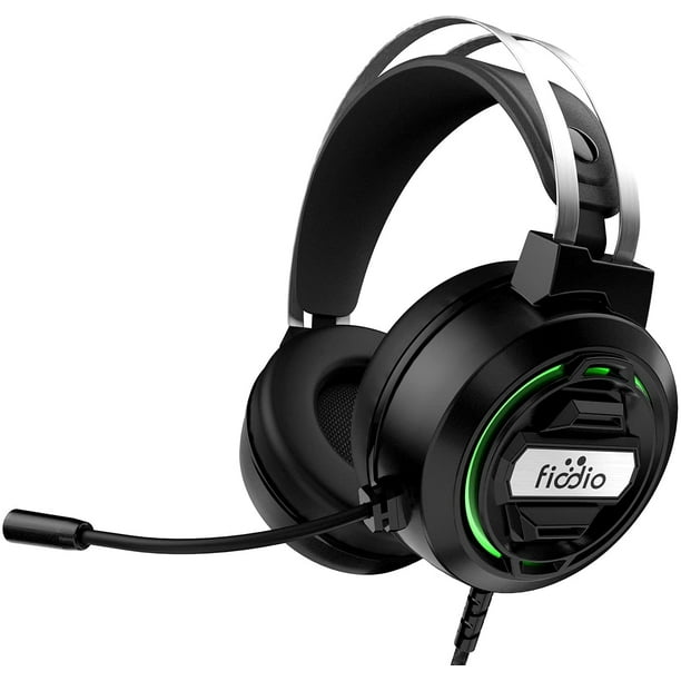 Cascos Gaming FIODIO con sonido envolvente estéreo para Xbox One PC Switch Tablet, cancelación de ruido, micrófono LED
