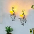 thumbnail image 3 of SOI Iron Wall Candle Sconce Holder Set of 2 Hanging Wall Mounted Pillar Candle Sconces Holder, Wall Sconces Decor for Bedroom Dining Room (Black), 3 of 6