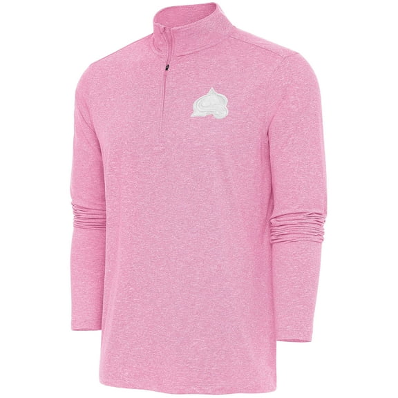 Men's Antigua  Pink Colorado Avalanche White Logo Hunk Quarter-Zip Pullover