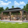 thumbnail image 2 of Lacoo 12' x 20' Hardtop Gazebo, Double Roof Pavilion with Galvanized Steel Canopy Netting & Curtains, 2 of 7