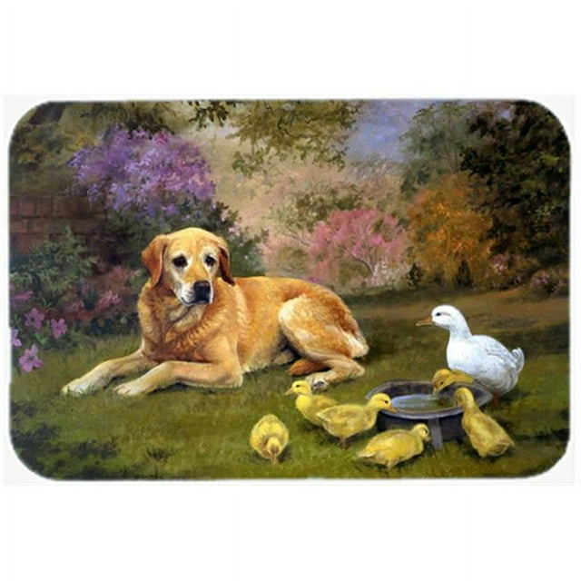 Carolines Treasures HEH0096LCB Yellow Labrador & Chicks Glass Large Cutting Board