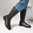 thumbnail image 6 of XUNKUSGA Knee High Boots for Men Classic Solid Color Pu Leather Pull On Costume Shoes Retro Round Toe Flat Heel Side Zipper Motorcycle Riding Long Boots,7, 6 of 9