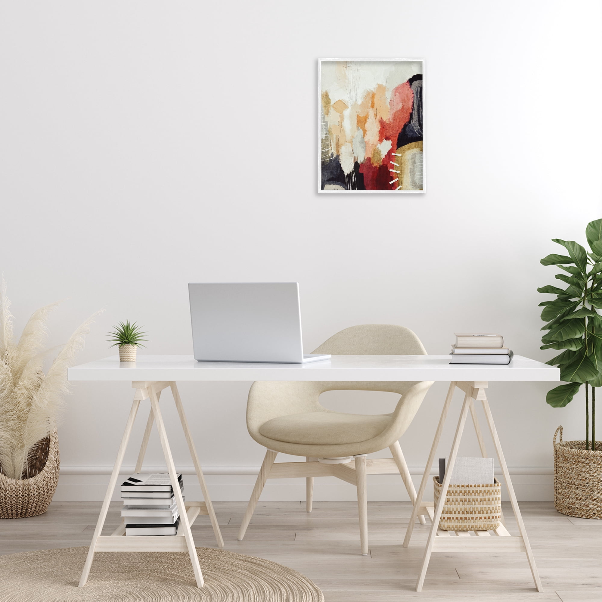 Stupell Industries Abstract Tan Southwestern Abstract Painting White Framed Art Print Wall Art, 16 x 20