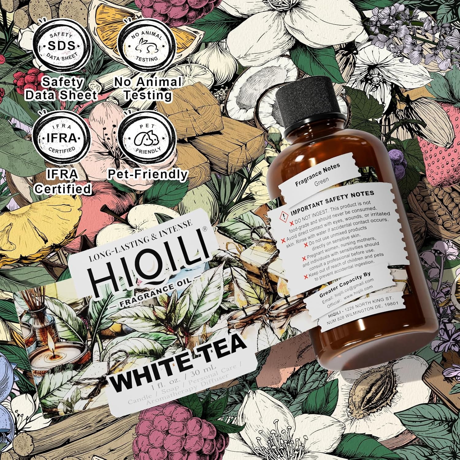 White Tea Fragrance Oil for Essential Oil Diffuser, DIY Candle & Soap Making, Blend to Perfume & Air Freshener Spray - 1 Fl Oz
