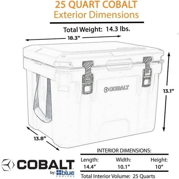 Cobalt 25 Quart Roto-Molded Super Ice Cooler | Large Ice Chest Holds Ice Up to 3 Days |