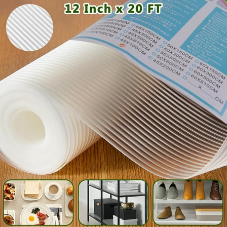 Fabulas Shelf Liner 12 In x 20 Ft, Non-Slip Kitchen Cabinet Liner Waterproof & Oil-Proof Non Adhesive Drawer Liner for Fridge Cabinet, Shelves, Cupboard, Refrigerator, Storage, Desks, Countertop