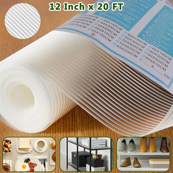 Fabulas Shelf Liner 12 In x 20 Ft, Non-Slip Kitchen Cabinet Liner Waterproof & Oil-Proof Non Adhesive Drawer Liner for Fridge Cabinet, Shelves, Cupboard, Refrigerator, Storage, Desks, Countertop